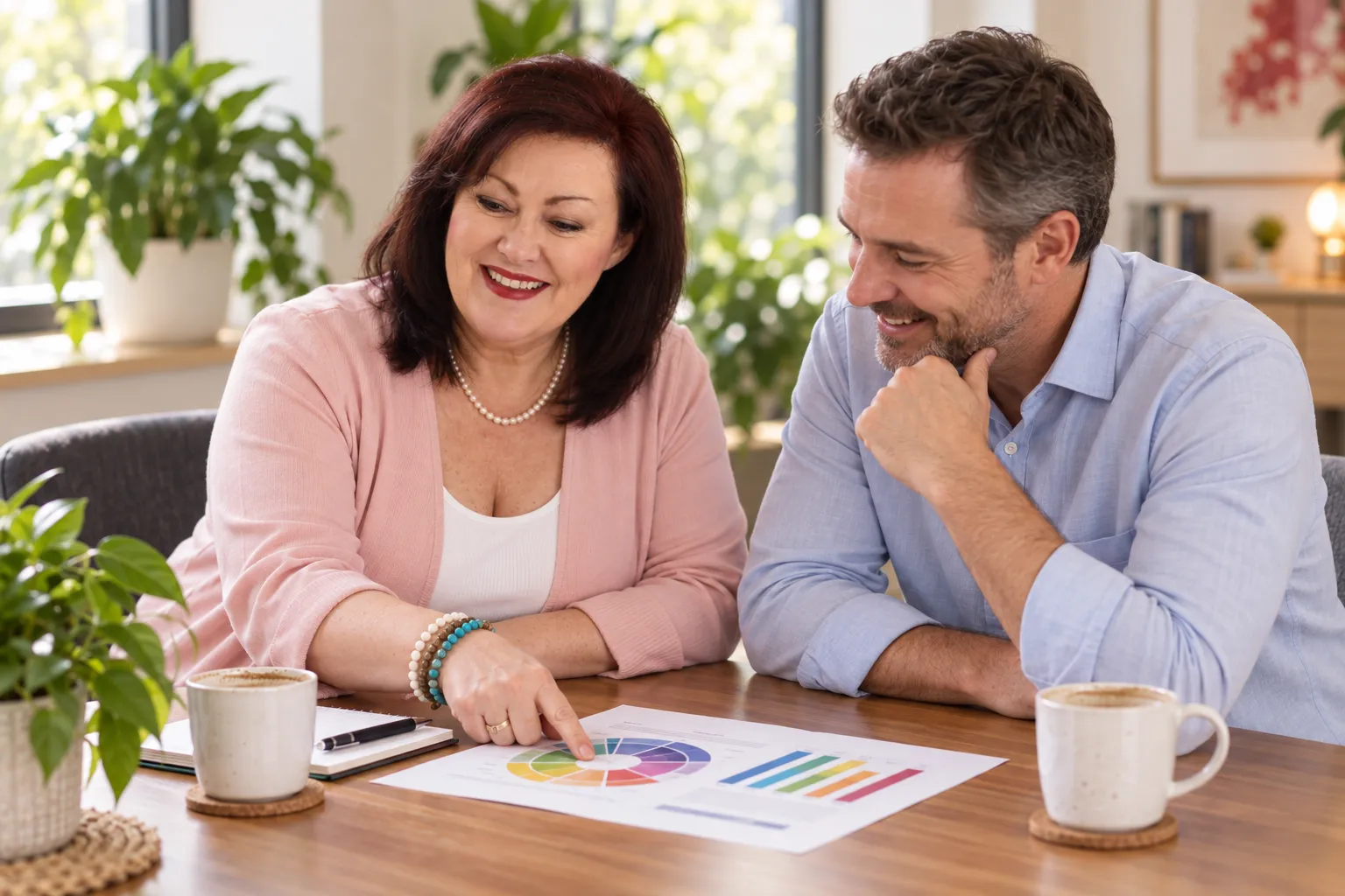 Karen Davey talking a client through his Extended DISC profile